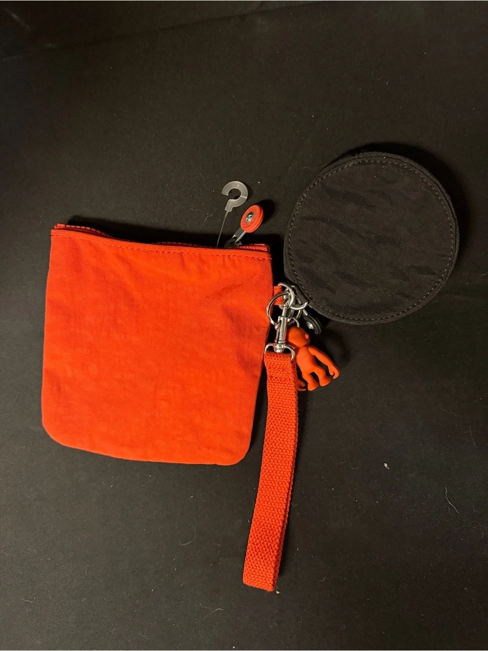 Kipling Red-Orange Wristlet Pouch with Round Coin Case